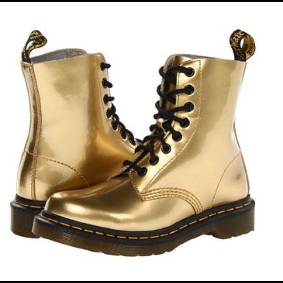 Dr. Martens Shoes - Dr. Martens Gold Metallic Pascal 8 Eye Boot sz 10